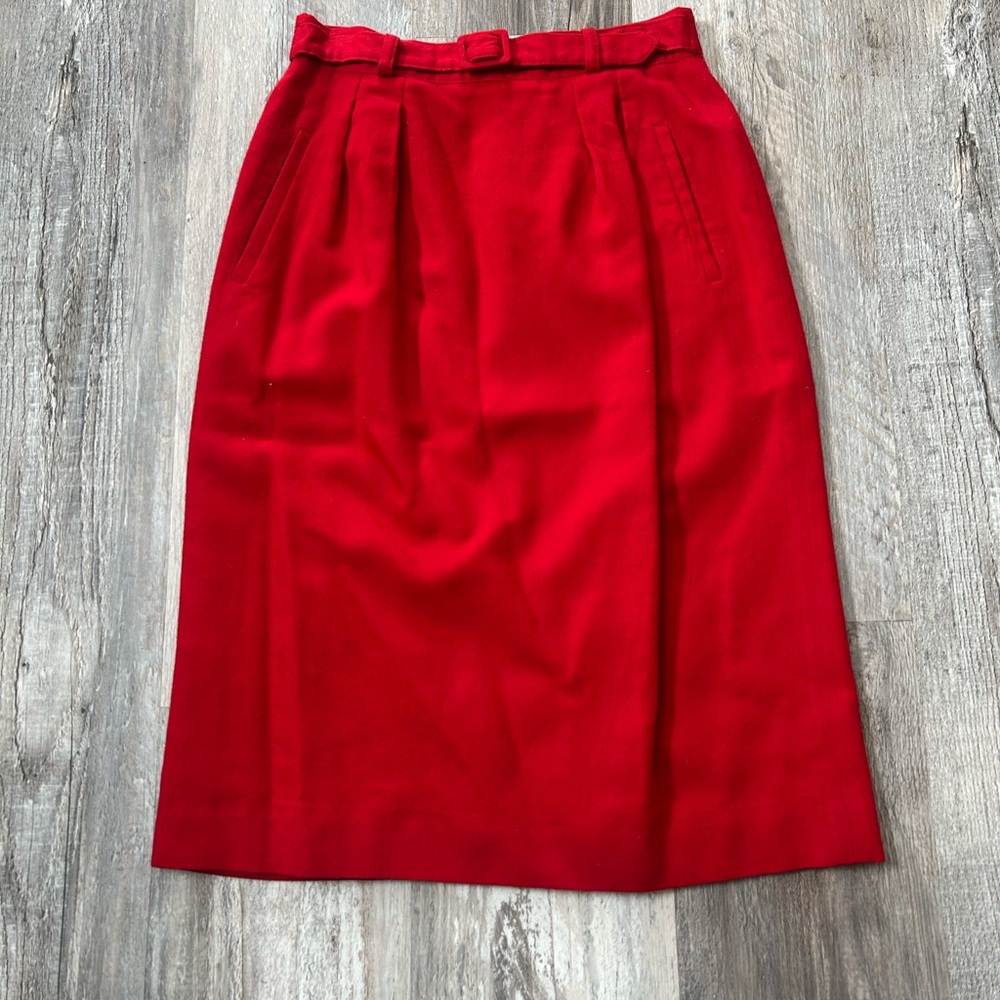 Vintage Jones New York Red Wool Skirt Size 8P